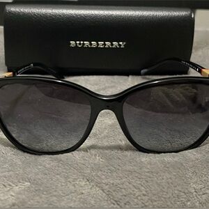 Burberry Black Sunglasses with Gold and Brown Accents